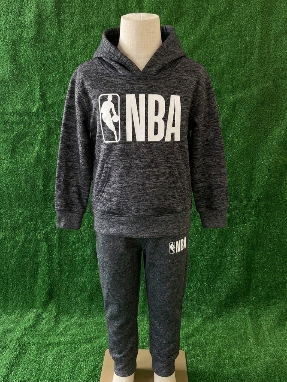 NBA Boys Tracksuit Set Size 8 Dark Gray Fleece Hoodie Jogger Sweatpants 2 Piece